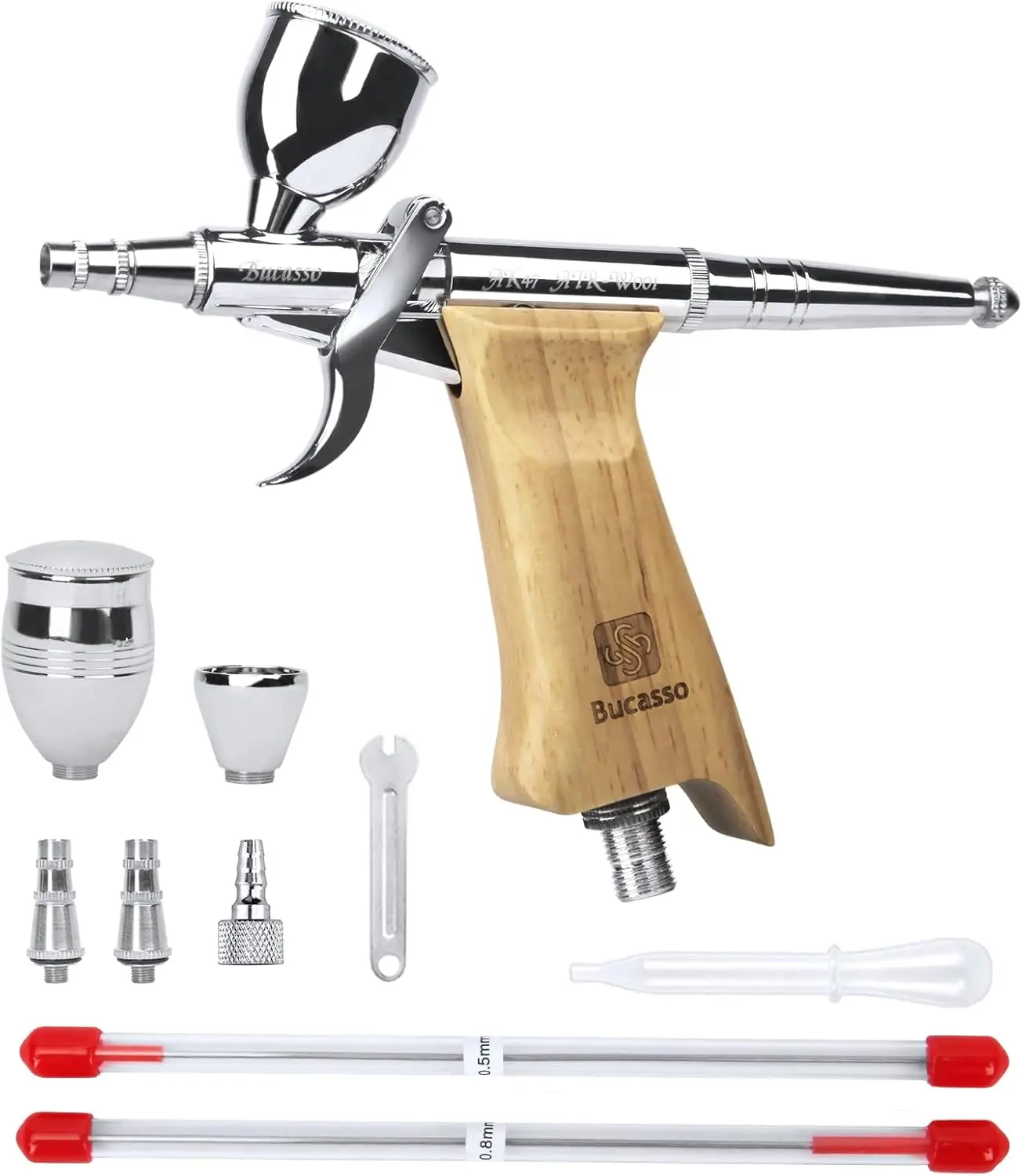Double Action Airbrush Kit 0.3/0.5/0.8mm Needles, 3 Cups, for Painting Nails Cake Tattoo
Double Action Airbrush Kit 0.3/0.5/0.8mm Needles, 3 Cups, for Painting Nails Cake Tattoo