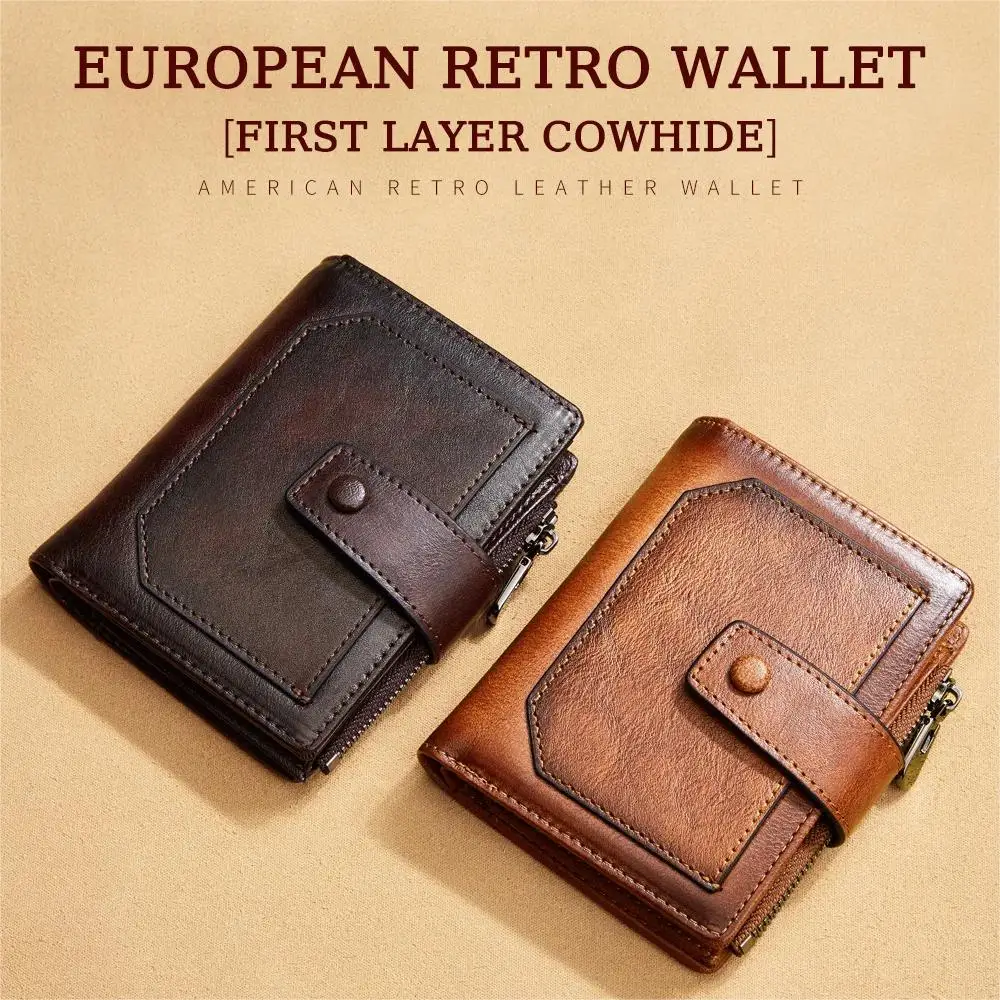 Men's wallet made of top layer cowhide, retro, casual, anti-theft and anti brush zippered change wallet, multi slot coin wallet
Men's wallet made of top layer cowhide, retro, casual, anti-theft and anti brush zippered change wallet, multi slot coin wallet