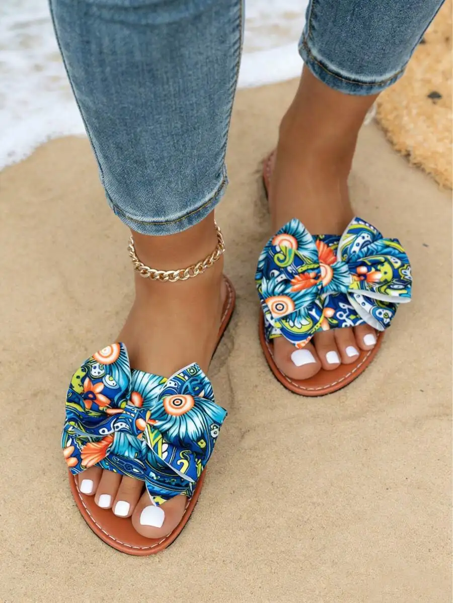 Womens Bohemian Floral Bow Flat Sandals For Beach Summer Casual Outdoor Wear
Womens Bohemian Floral Bow Flat Sandals For Beach Summer Casual Outdoor Wear