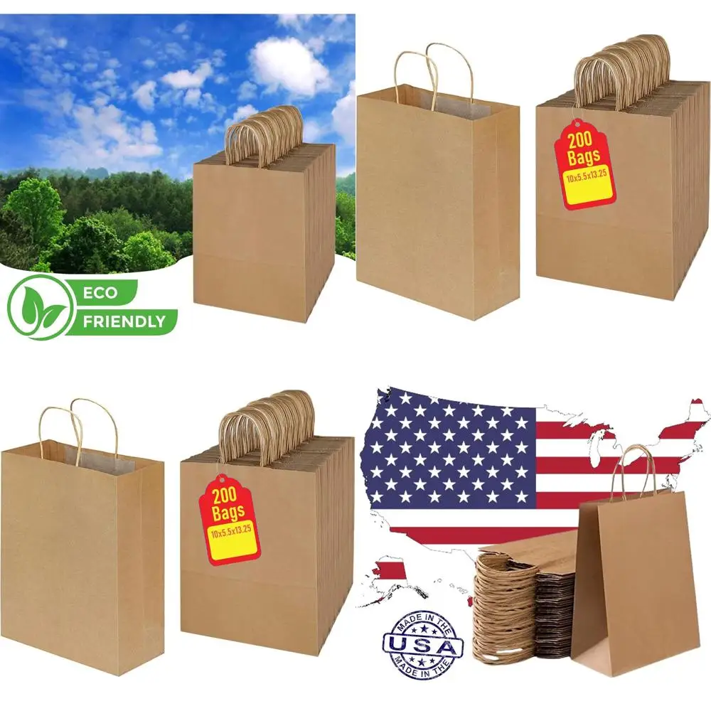 200-Count 10x5x13 Kraft Paper Shopping Bags with Handles, Perfect for Weddings, Business, and Gifts
200-Count 10x5x13 Kraft Paper Shopping Bags with Handles, Perfect for Weddings, Business, and Gifts