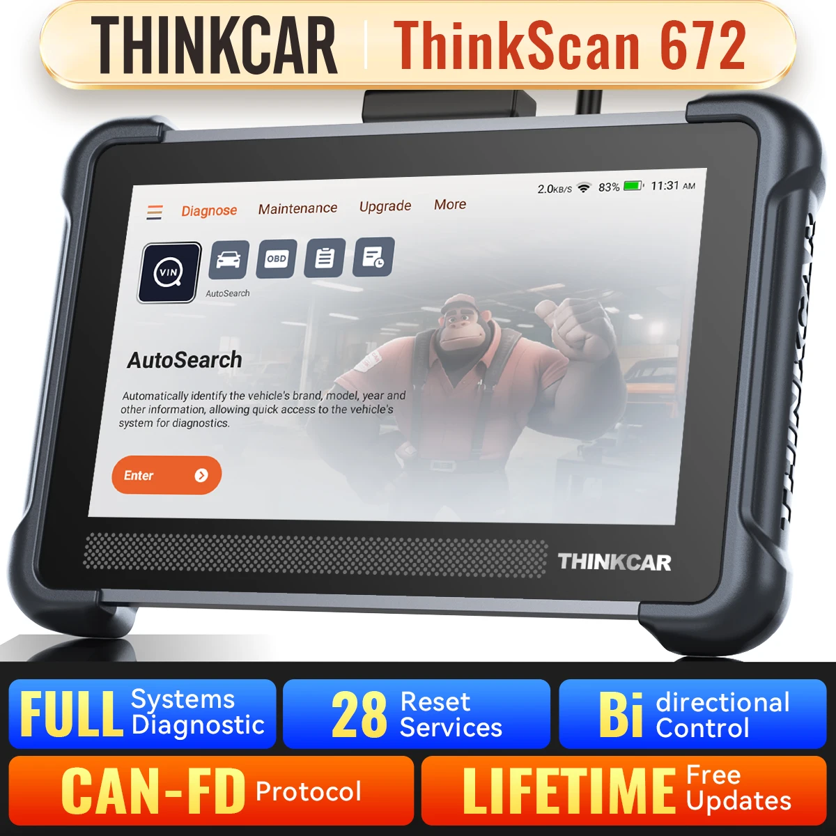 Пожизненно бесплатные обновления THINKCAR THINKSCAN 672 OBD2 сканер CAN FD, инструмент OBD2, двунаправленная диагностика всех систем, 28 функций сброса.
Пожизненно бесплатные обновления THINKCAR THINKSCAN 672 OBD2 сканер CAN FD, инструмент OBD2, двунаправленная диагностика всех систем, 28 функций сброса.