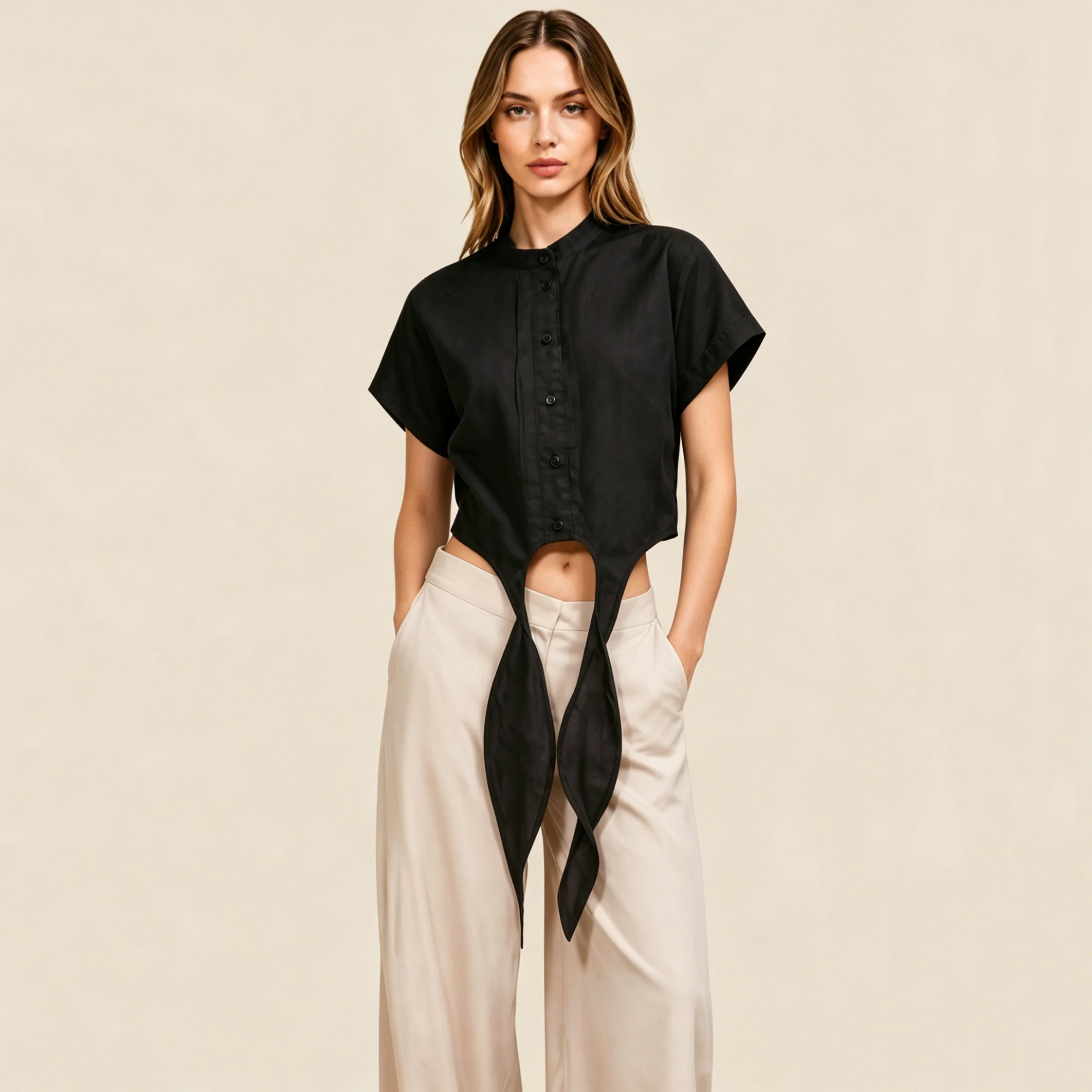 CiCi 2026 Women Short Sleeve Front Self Tie Split Hem Slim Fit Summer Daily Office Going Out Casual Blouse Tops
CiCi 2026 Women Short Sleeve Front Self Tie Split Hem Slim Fit Summer Daily Office Going Out Casual Blouse Tops