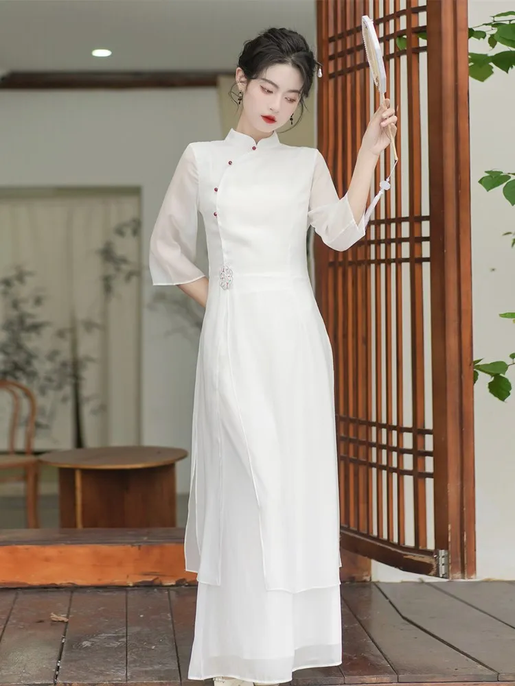 Women's Traditional Chinese Style Dress Set High Waist A-Line Silhouette Pure Color Summer Fashion Retro Revival
Women's Traditional Chinese Style Dress Set High Waist A-Line Silhouette Pure Color Summer Fashion Retro Revival