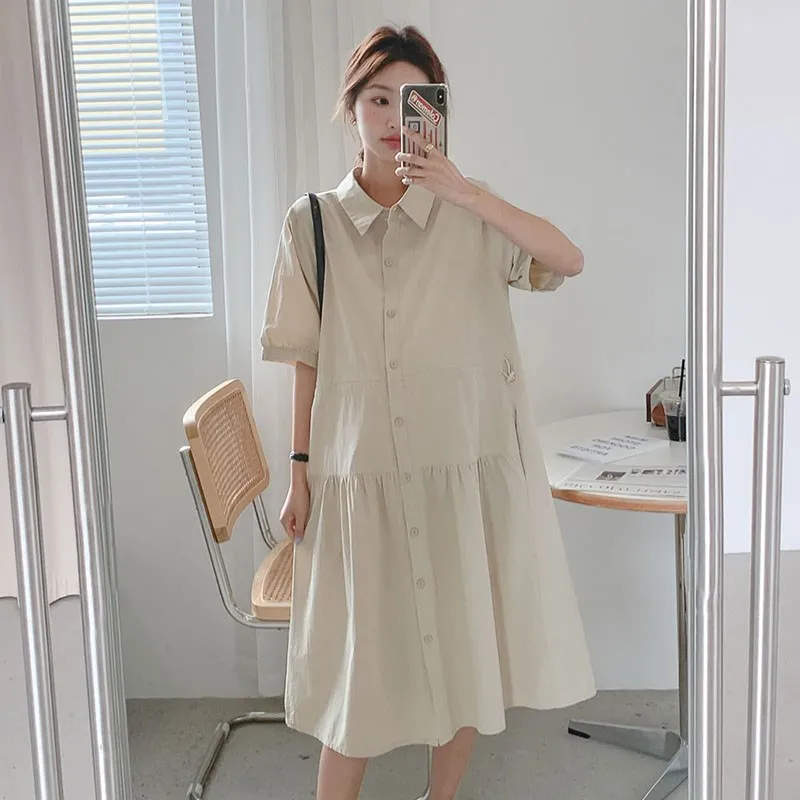 Slimming Maternity Dress Korean Style Collar Feeding Dress Mid-Length Summer New Arrival Cool System A-Line Skirt
Slimming Maternity Dress Korean Style Collar Feeding Dress Mid-Length Summer New Arrival Cool System A-Line Skirt