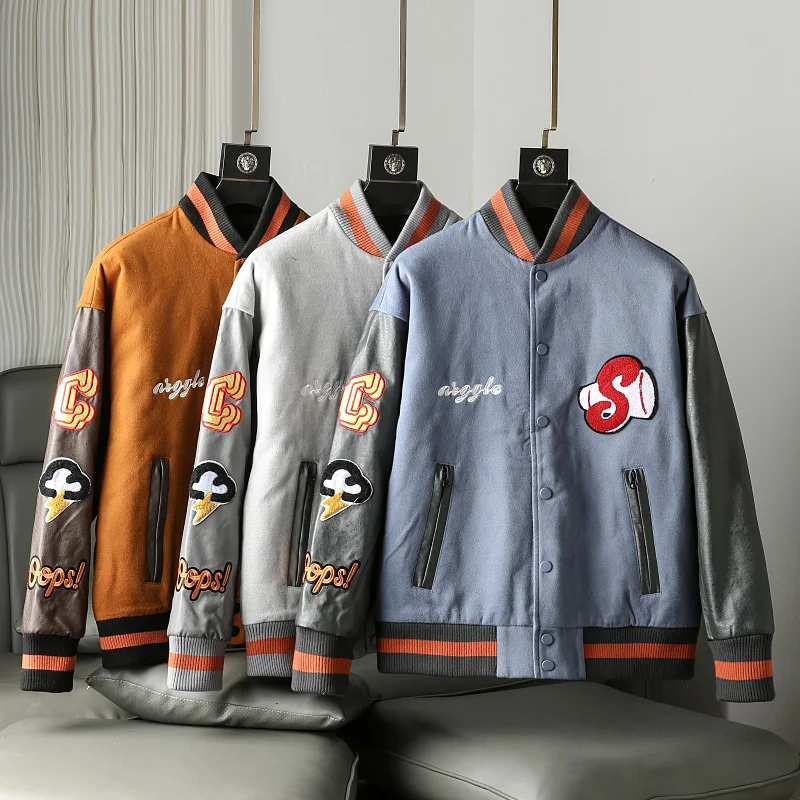 Thiened Cotton Jaet Men's Loose Casual Sle Patchwork Baseball Coat Autumn Winter New Arrival Youth Faion Warm Outerwear
Thiened Cotton Jaet Men's Loose Casual Sle Patchwork Baseball Coat Autumn Winter New Arrival Youth Faion Warm Outerwear