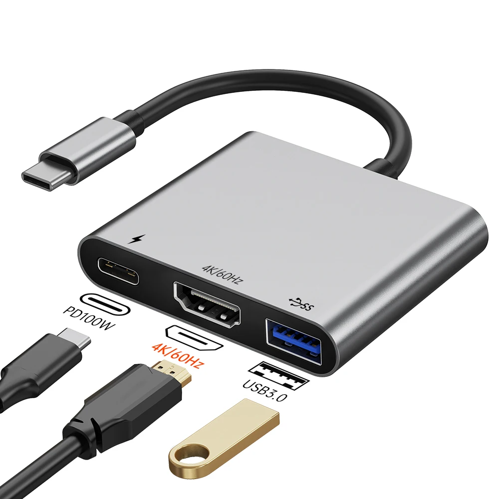 3IN1 USB Type-C Hub Ultra HD Laptop Connector Dock with HDMI 4K/60Hz PD Charging Large Screen Computer Peripheral Accessory
3IN1 USB Type-C Hub Ultra HD Laptop Connector Dock with HDMI 4K/60Hz PD Charging Large Screen Computer Peripheral Accessory