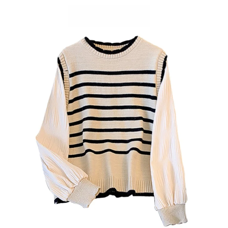 Large Size Zipper Fake Two-Piece Knitted round Neck Women's Spring Top Design Sense Korean Style Cotton Long Sleeve Crew Neck
Large Size Zipper Fake Two-Piece Knitted round Neck Women's Spring Top Design Sense Korean Style Cotton Long Sleeve Crew Neck