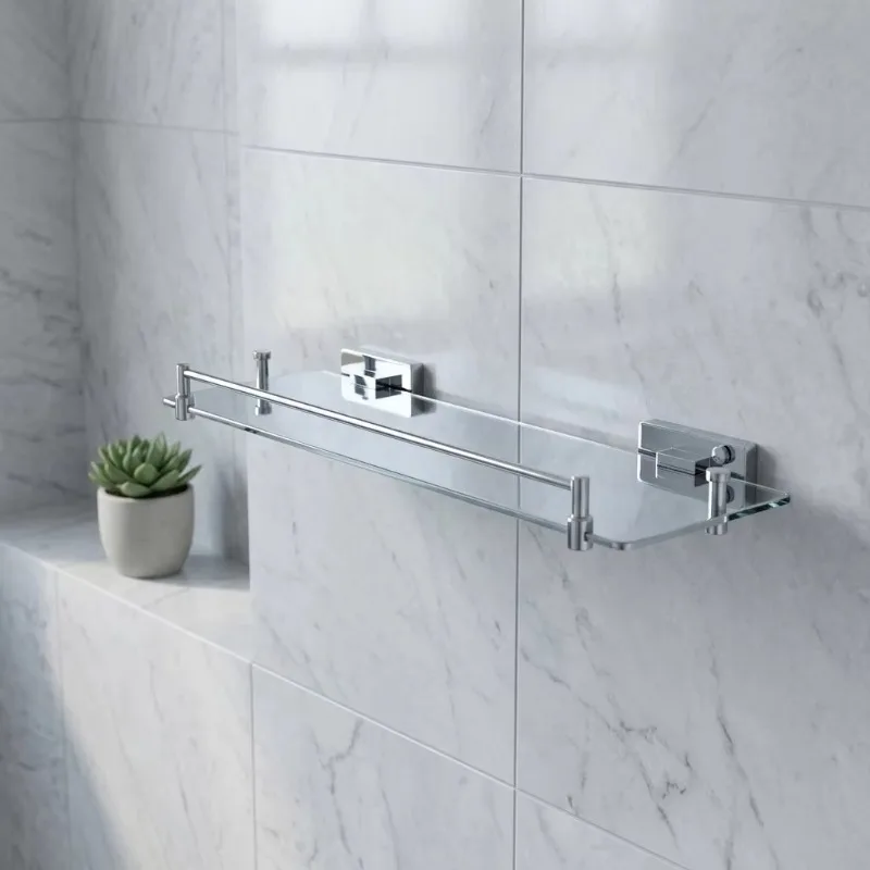 Modern chrome brass shower rack, wall-mounted glass storage rack, single-layer bath basket storage rack for bathrooms
Modern chrome brass shower rack, wall-mounted glass storage rack, single-layer bath basket storage rack for bathrooms