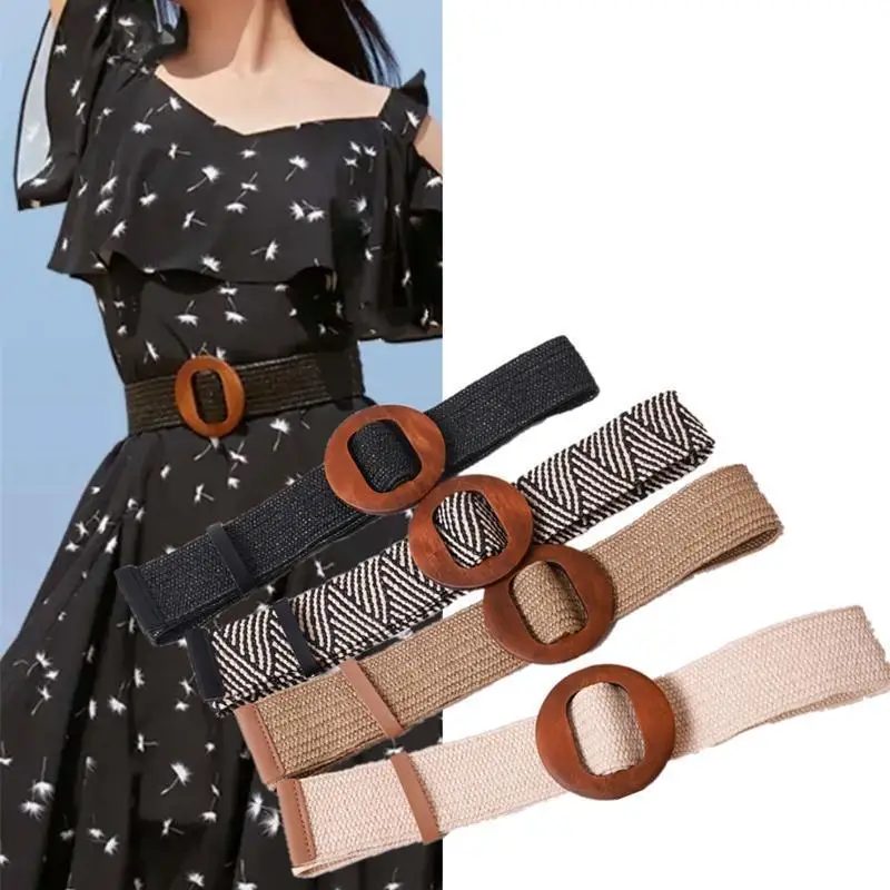 Vintage Boho Fake Straw Wide Braided Waistbelt Round Wooden Smooth Buckle Waist Strap For Women Elastic Waist Belt Straw Belt
Vintage Boho Fake Straw Wide Braided Waistbelt Round Wooden Smooth Buckle Waist Strap For Women Elastic Waist Belt Straw Belt