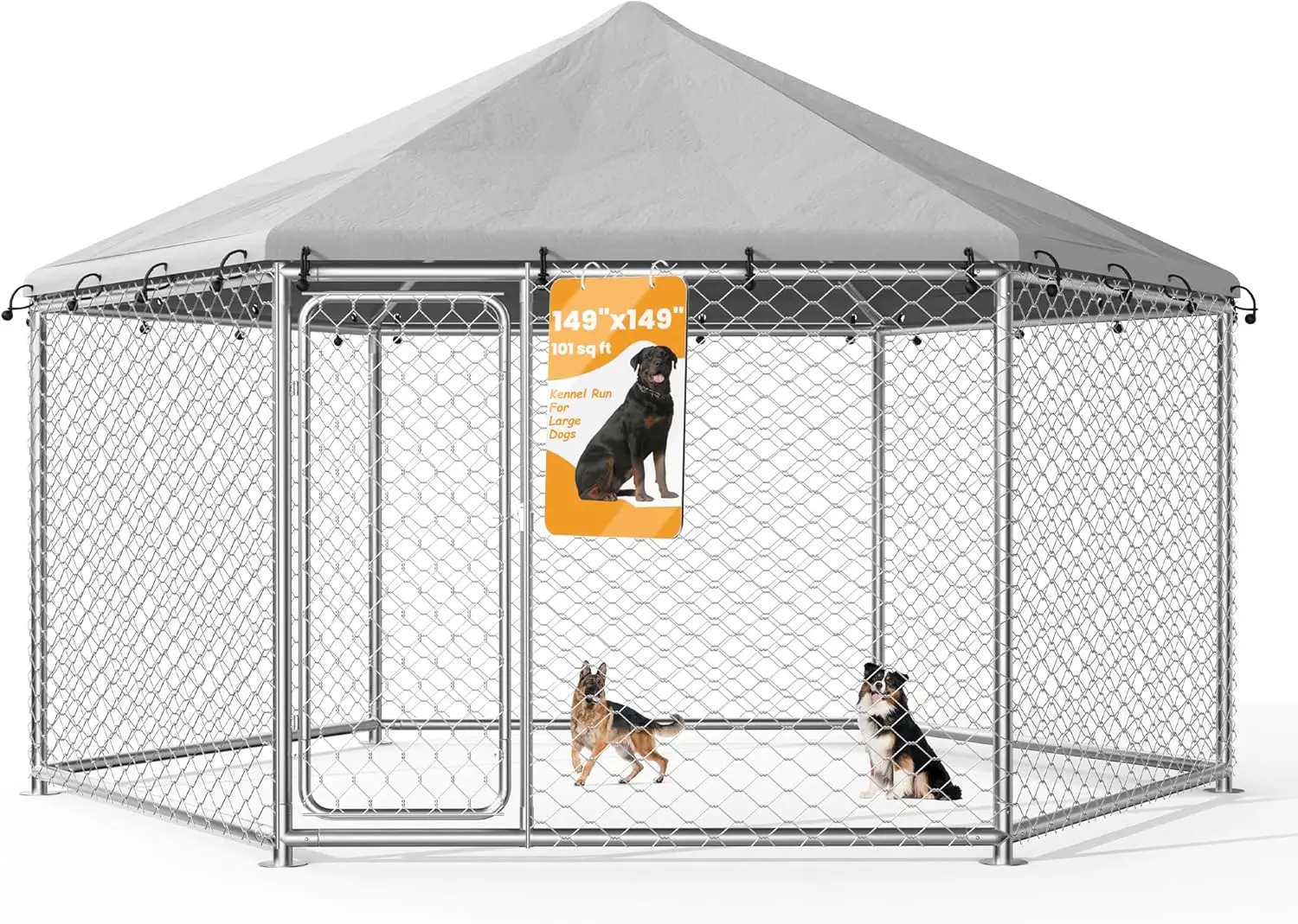 12.5'x12.5' Outdoor Dog Kennel with Roof, Heavy Duty Dog Enclosure for Run Exercise Yard, Galvanized
12.5'x12.5' Outdoor Dog Kennel with Roof, Heavy Duty Dog Enclosure for Run Exercise Yard, Galvanized