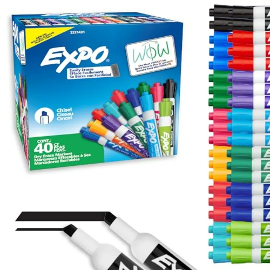 Dry Erase Markers, Low Odor Ink, Assorted Fashion Colors, Chisel Tip, 40 Count - Whiteboard, Essential Supplies for Office, Sch
Dry Erase Markers, Low Odor Ink, Assorted Fashion Colors, Chisel Tip, 40 Count - Whiteboard, Essential Supplies for Office, Sch