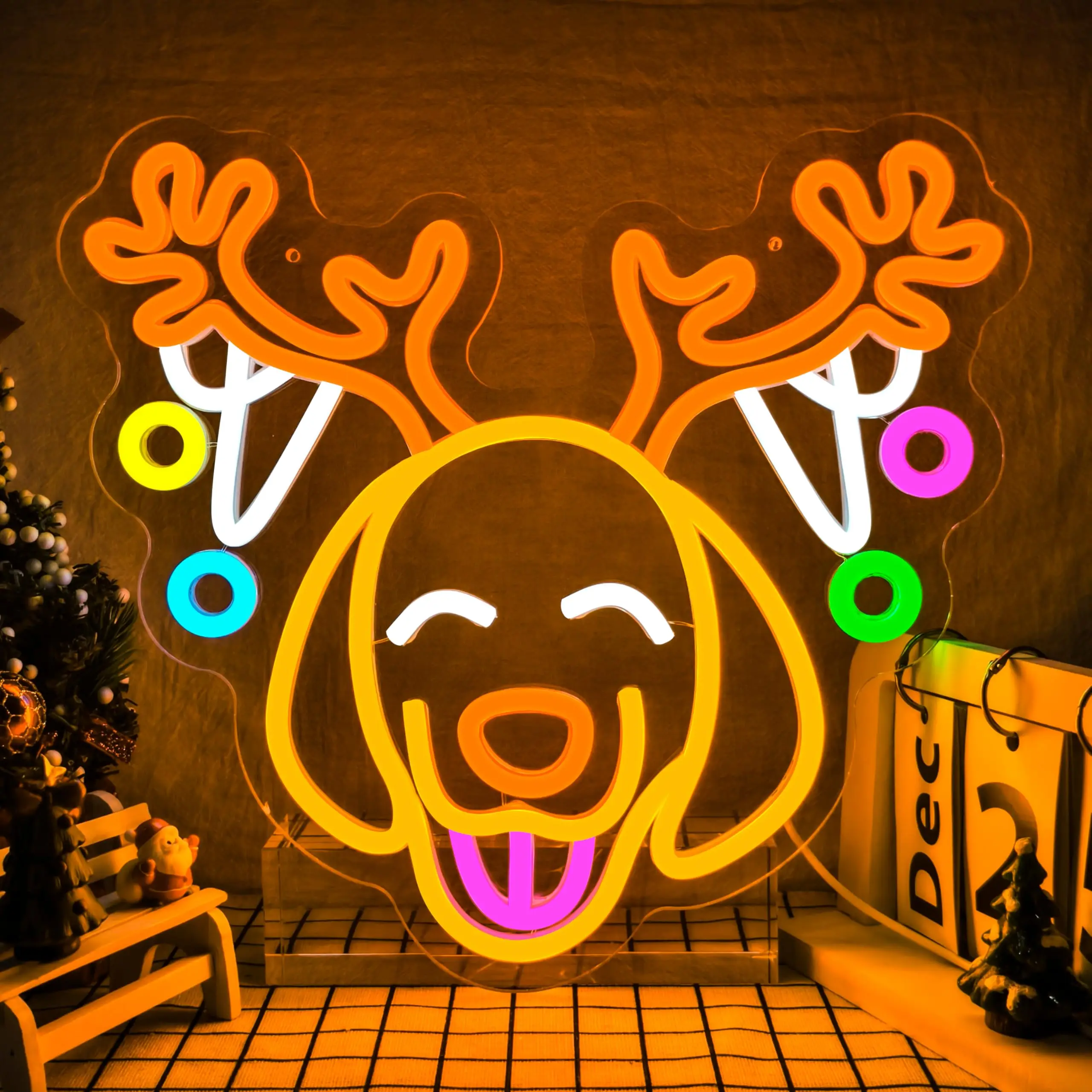 Christmas Elk Neon Sign for Wall Decor Dimmable Christmas Neon Light Dog Led Night Led christmas Sign for Xmas Party Gifts
Christmas Elk Neon Sign for Wall Decor Dimmable Christmas Neon Light Dog Led Night Led christmas Sign for Xmas Party Gifts
