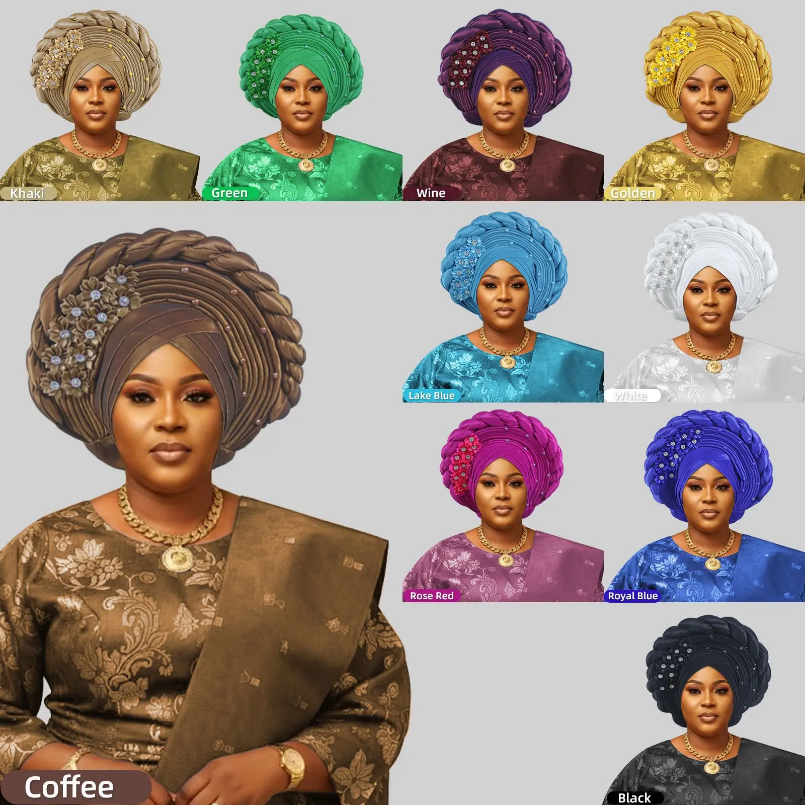 African Women Headscarf Hat Nigerian Gele Headtie Auto Gele Turban Headwarp Party Ladies' Muslim Hijab Headscarf Bonnet Hat
African Women Headscarf Hat Nigerian Gele Headtie Auto Gele Turban Headwarp Party Ladies' Muslim Hijab Headscarf Bonnet Hat