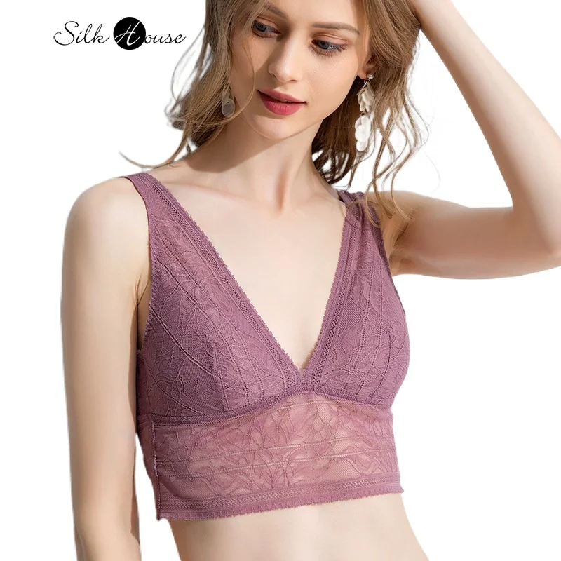 2023 Women's Summer French Lace Vest Style Sexy and Breathable Natural Mulberry Silk Bra Without Steel Ring Back Bra
2023 Women's Summer French Lace Vest Style Sexy and Breathable Natural Mulberry Silk Bra Without Steel Ring Back Bra