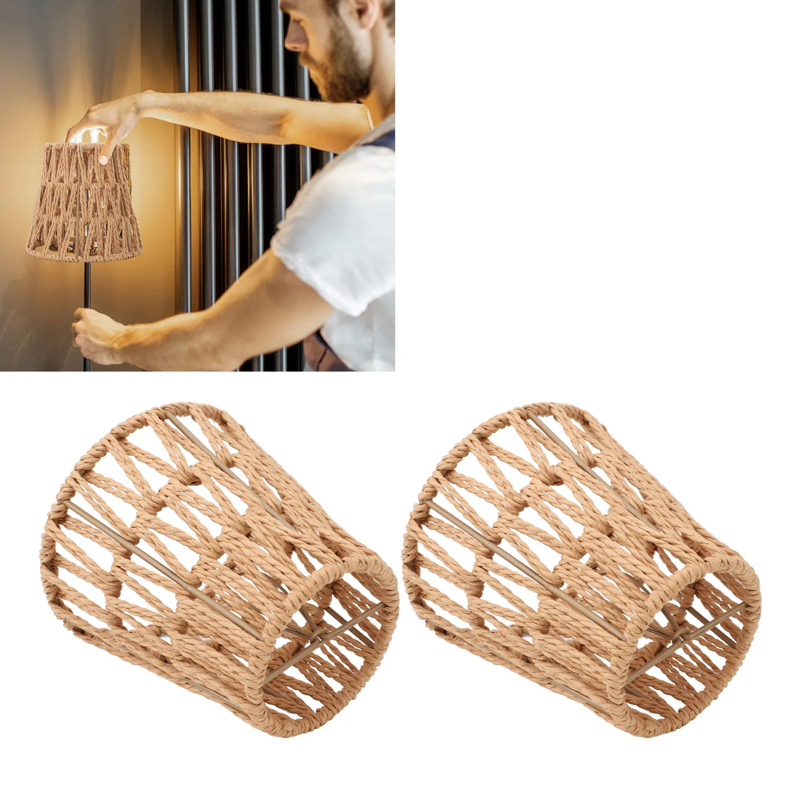 Lampshade Faux Rattan Lamp Shades Bohemian Paper Braided E14 Bulb Clip On Decorative Lampshade for Table Floor Lamps
Lampshade Faux Rattan Lamp Shades Bohemian Paper Braided E14 Bulb Clip On Decorative Lampshade for Table Floor Lamps