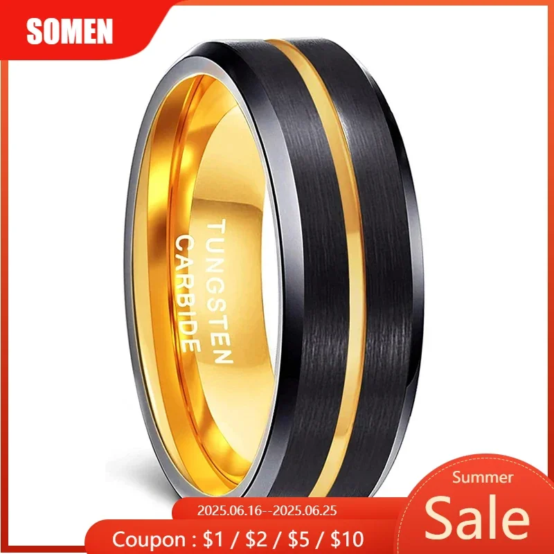 Somen Black With Gold Color Brushed Tungsten Carbide Ring For Men 6/8mm Lovers Wedding Band Male Engagement Rings Bague Homme
Somen Black With Gold Color Brushed Tungsten Carbide Ring For Men 6/8mm Lovers Wedding Band Male Engagement Rings Bague Homme