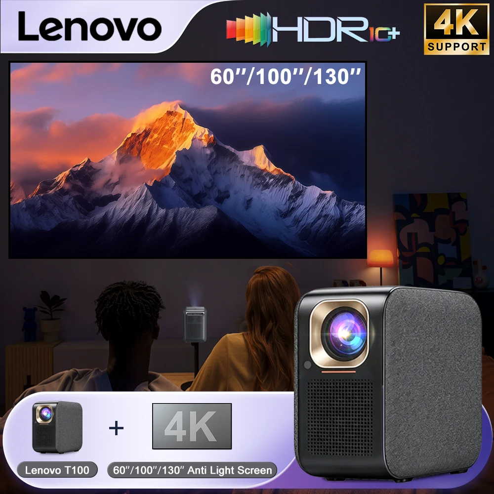 Lenovo T100 Smart Projector+Screen Available in Three Sizes: 850ANSI 1080P Native Quality Projection Smart Home Cinema
Lenovo T100 Smart Projector+Screen Available in Three Sizes: 850ANSI 1080P Native Quality Projection Smart Home Cinema