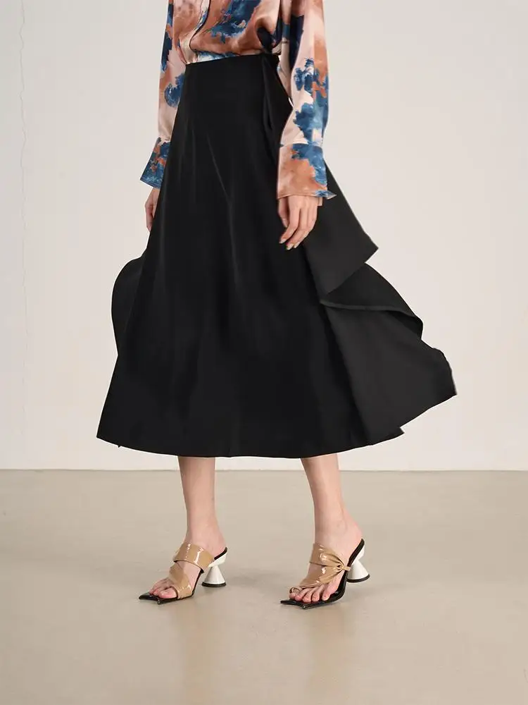 LANVIVIER Anti-Wrinkle Draped Acetate Fabric High Waist A-Line f Skirt Asymmetrical Layered Lotus Le Splicing Design
LANVIVIER Anti-Wrinkle Draped Acetate Fabric High Waist A-Line f Skirt Asymmetrical Layered Lotus Le Splicing Design