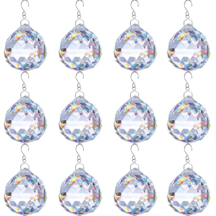 12 PCS Crystal Glass Prism Suncatcher, Christmas Balls Ornaments, Rainbow Pendants Maker, Hanging Crystals Prisms for Windows,
12 PCS Crystal Glass Prism Suncatcher, Christmas Balls Ornaments, Rainbow Pendants Maker, Hanging Crystals Prisms for Windows,