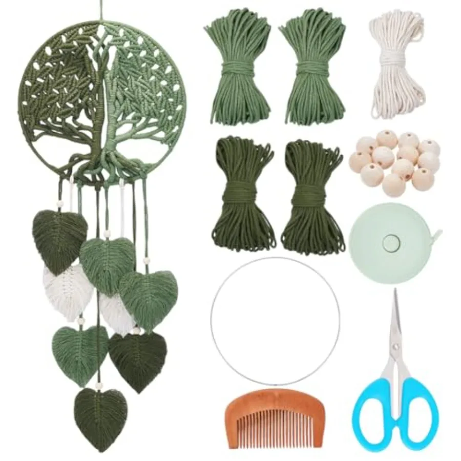 DIY Macrame Kit for Adults Beginners Handmade Green Leaves Tree of Life DIY Boho Macrame Wall Hanging Ornaments with Macrame Su
DIY Macrame Kit for Adults Beginners Handmade Green Leaves Tree of Life DIY Boho Macrame Wall Hanging Ornaments with Macrame Su