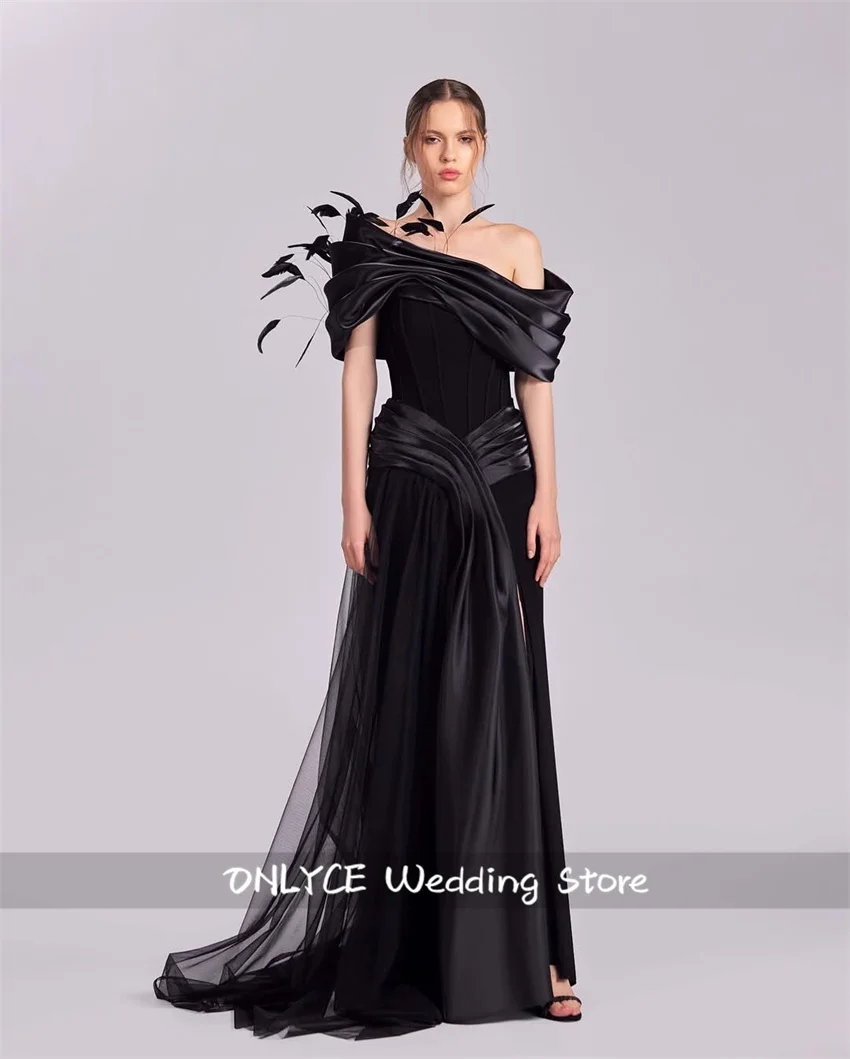 Elegant Black Off Shoulder Luxury Women's Evening Dresses 2025 Women Wedding Party Gown Feathers Saudi Vestidos Customized
Elegant Black Off Shoulder Luxury Women's Evening Dresses 2025 Women Wedding Party Gown Feathers Saudi Vestidos Customized