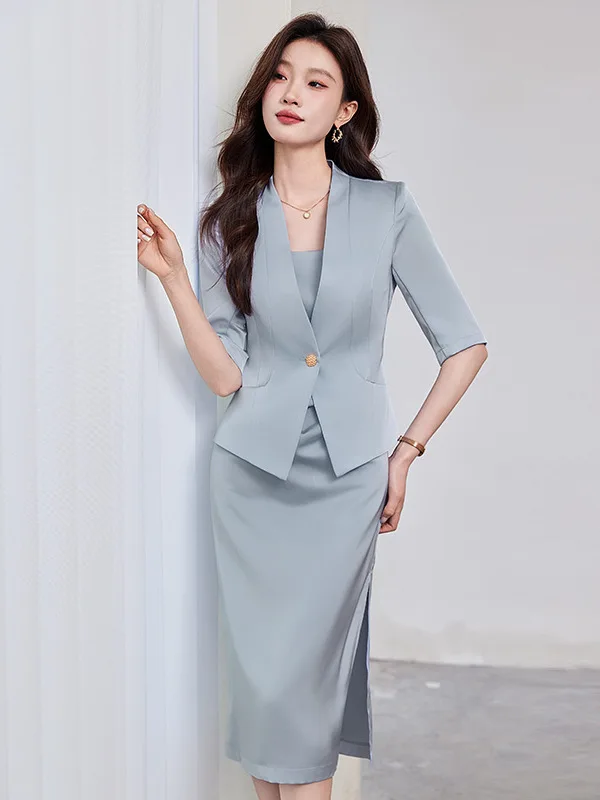 Elegant Acetate Satin Suit Set Women's Spring Summer New Style OL Dress Sleeveless Wrap Bodycon Two-Piece Set Career Women Sk...
Elegant Acetate Satin Suit Set Women's Spring Summer New Style OL Dress Sleeveless Wrap Bodycon Two-Piece Set Career Women Sk...