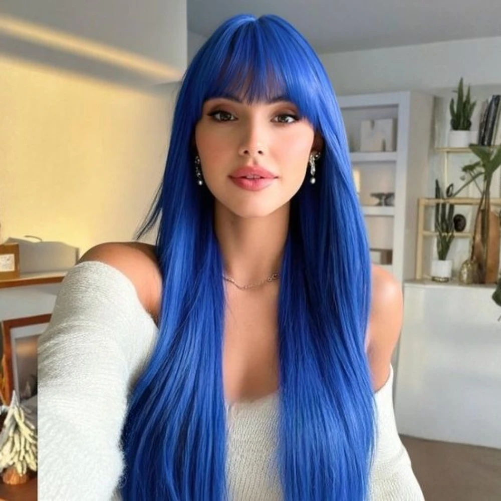 Black Pearl Long Royal Blue Straight 100% Human Hair Wigs With Bangs For Women Brazilian Remy Hair Halloween Cosplay Wigs
Black Pearl Long Royal Blue Straight 100% Human Hair Wigs With Bangs For Women Brazilian Remy Hair Halloween Cosplay Wigs