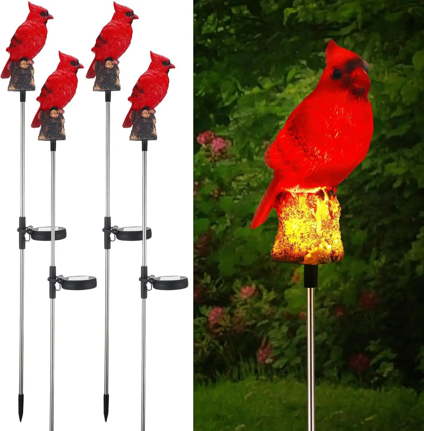 4 Pack Solar Cardinal Stake Lights for Garden Decor, Outdoor Pathway Lawn Ornaments, Christmas Thanksgiving Gifts
4 Pack Solar Cardinal Stake Lights for Garden Decor, Outdoor Pathway Lawn Ornaments, Christmas Thanksgiving Gifts