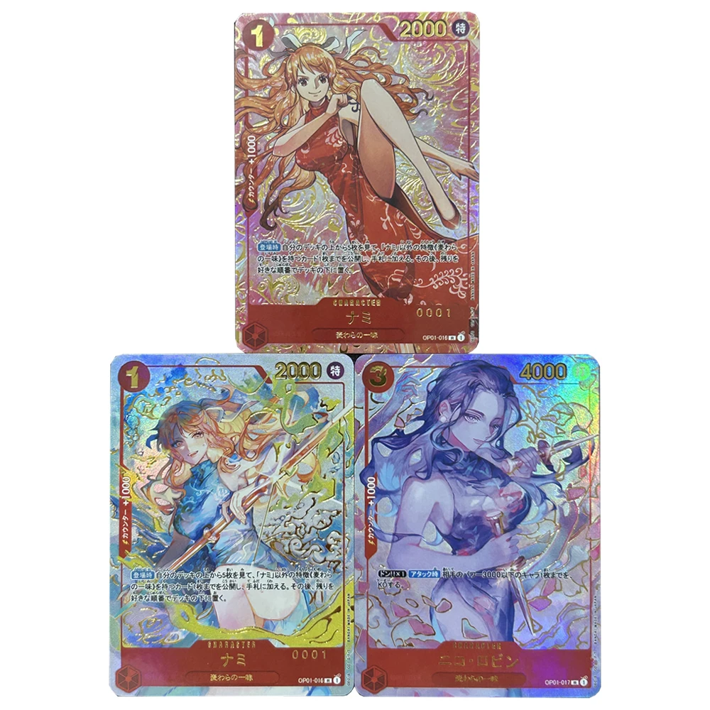 3 шт./компл. Diy One Piece Opcg 01 Nami Nico Robin Коллекционная карта Coarse Flash Opcg Gold Hot Anime Card Подарочные игрушки
3 шт./компл. Diy One Piece Opcg 01 Nami Nico Robin Коллекционная карта Coarse Flash Opcg Gold Hot Anime Card Подарочные игрушки