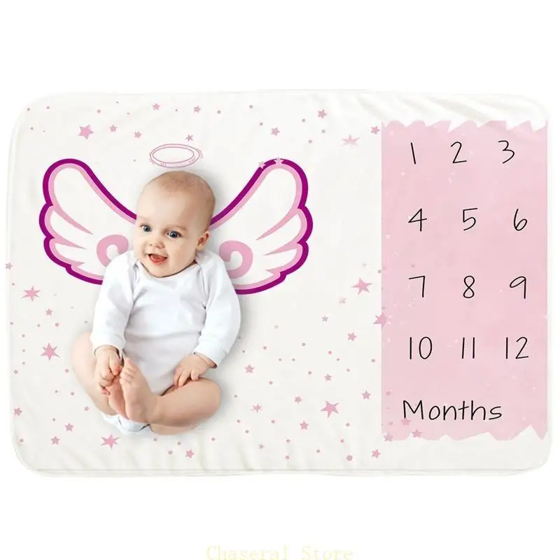 E7CE Baby Month Milestone Blanket Monthly Record Growth Blanket Newborn Soft Flannel Angel Wing Printed
E7CE Baby Month Milestone Blanket Monthly Record Growth Blanket Newborn Soft Flannel Angel Wing Printed