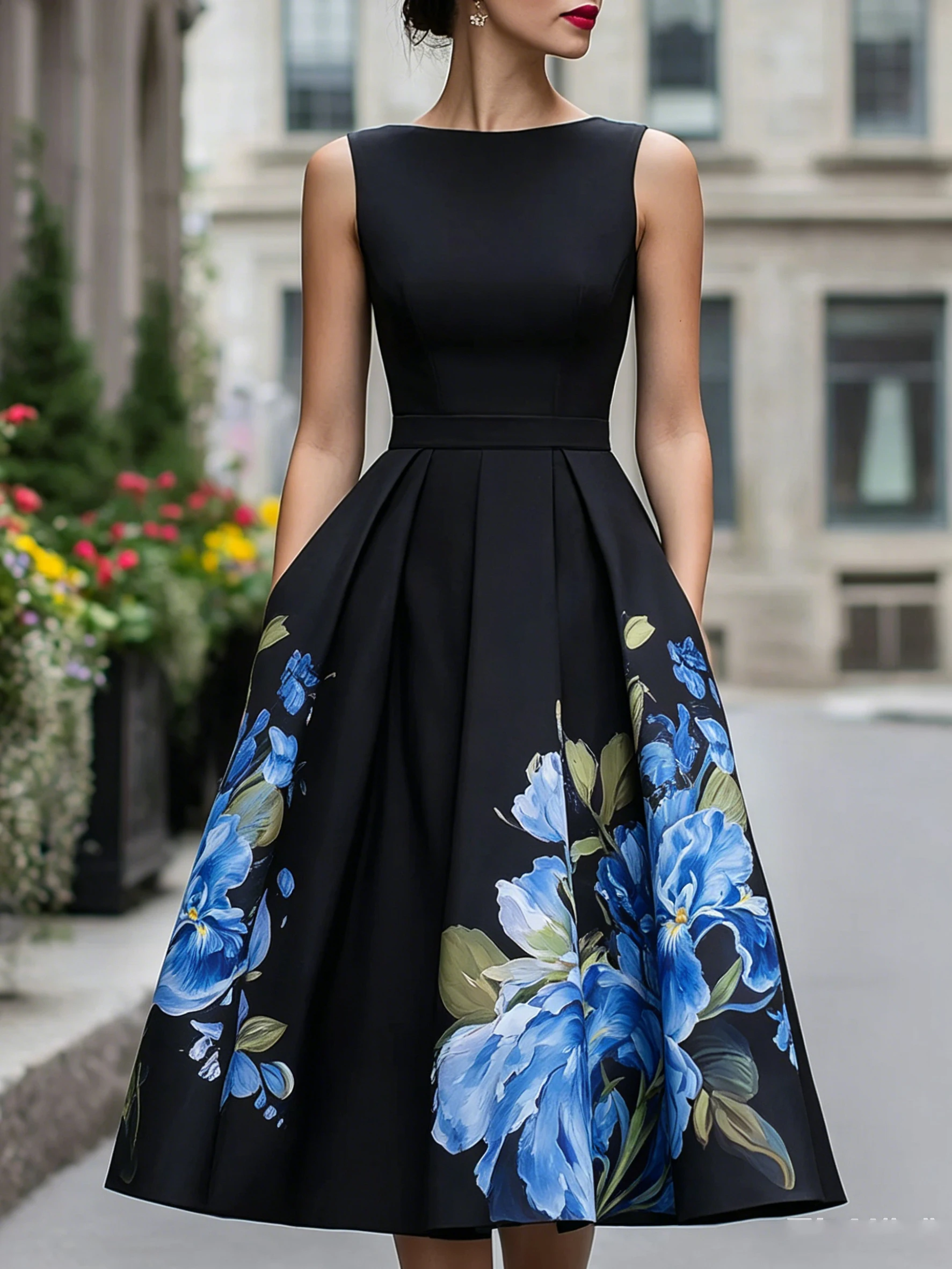 Round Neck Vintage Simple Party Dress Women Summer Sleeveless Holiday Chic Maxi Dress Chic Retro Flowers Printing Ladies Dress
Round Neck Vintage Simple Party Dress Women Summer Sleeveless Holiday Chic Maxi Dress Chic Retro Flowers Printing Ladies Dress