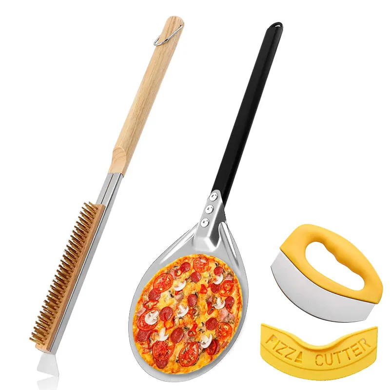 3Pcs Pizza Peel Kit with Oven Brush & Wheel Cutter 7/9 inch Aluminum Perforated Long Handle Pizza Turning Peel Oven Accessories
3Pcs Pizza Peel Kit with Oven Brush & Wheel Cutter 7/9 inch Aluminum Perforated Long Handle Pizza Turning Peel Oven Accessories