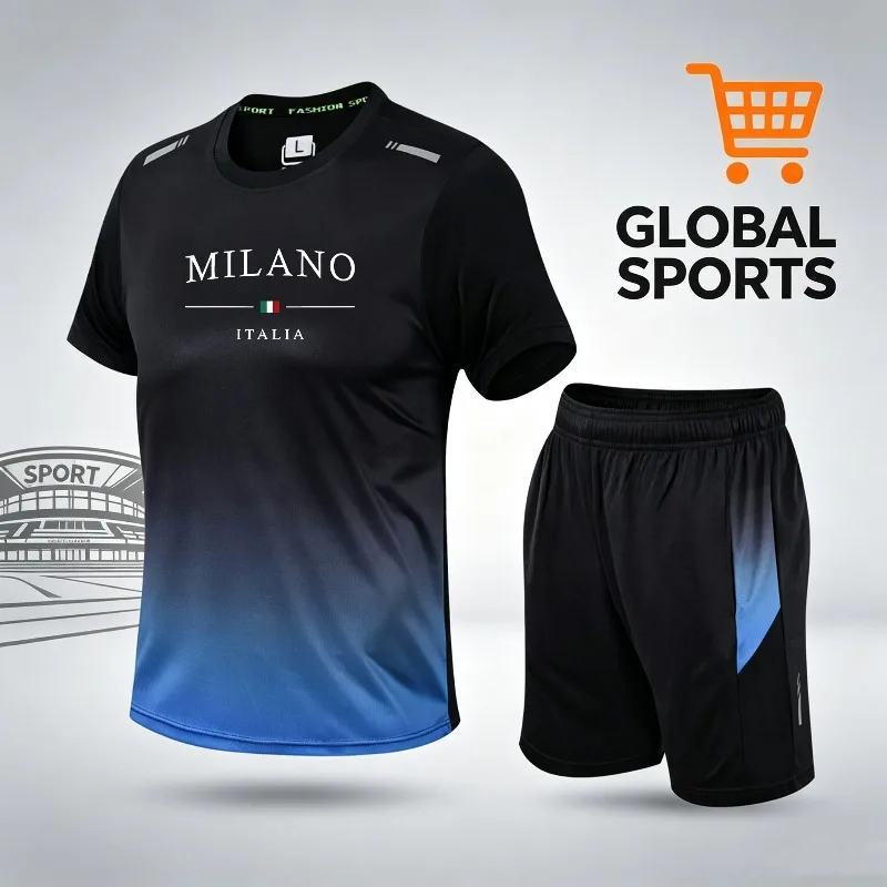 Unisex casual sports gradient set suitable for running, fitness round neck T-shirt trendy letter print
Unisex casual sports gradient set suitable for running, fitness round neck T-shirt trendy letter print