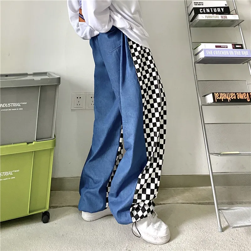 Streetwear Harajuku Style Tooling Casual Jeans Fashion Personality Checkerboard Splicing Design Straight Denim Wide Leg Pants
Streetwear Harajuku Style Tooling Casual Jeans Fashion Personality Checkerboard Splicing Design Straight Denim Wide Leg Pants