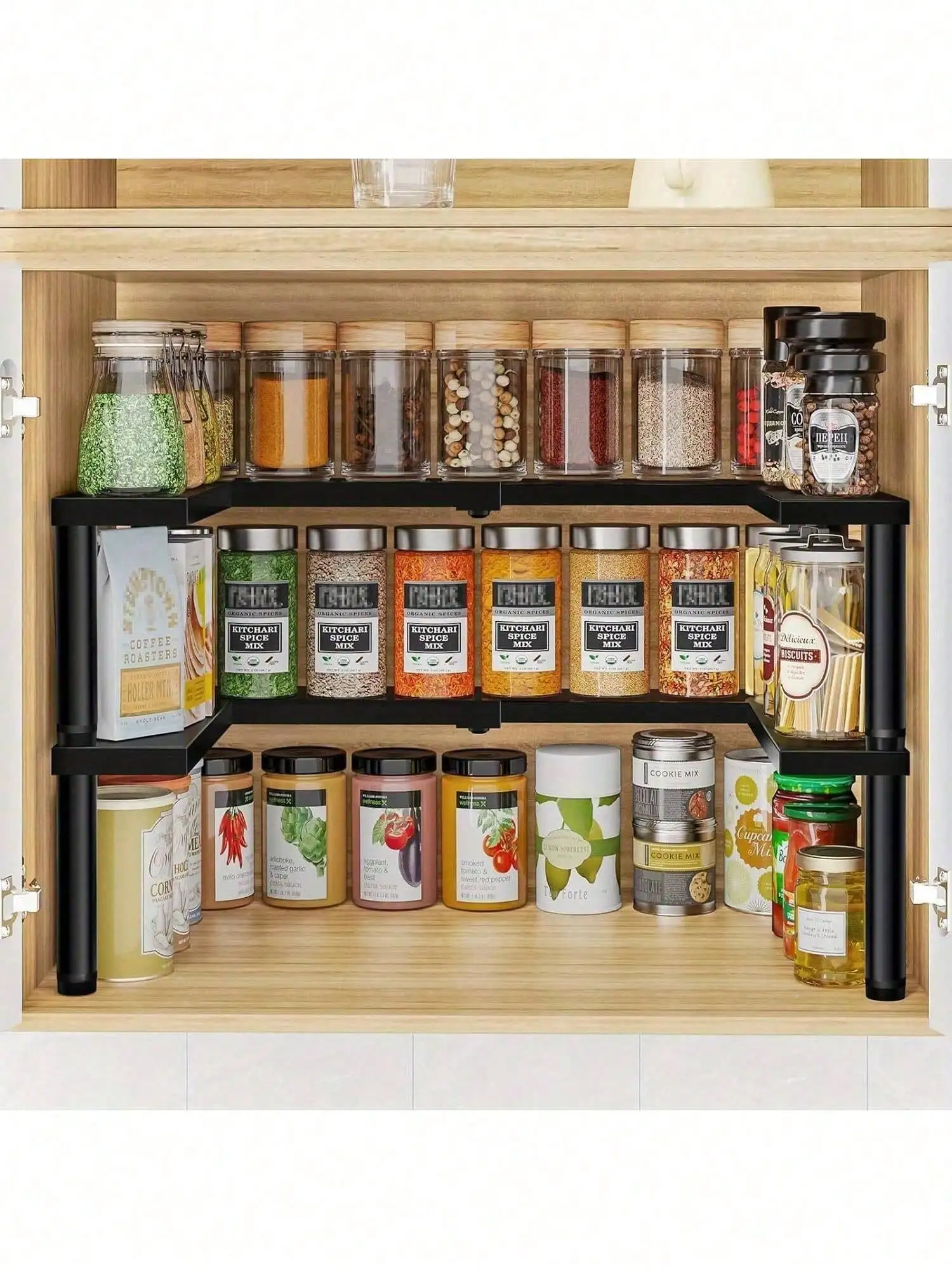 Seasoning Rack Storage Rack For Cabinets, Expandable Metal Seasoning Sorting Height Adjustable, 2-Layer Seasoning Storage Rack
Seasoning Rack Storage Rack For Cabinets, Expandable Metal Seasoning Sorting Height Adjustable, 2-Layer Seasoning Storage Rack