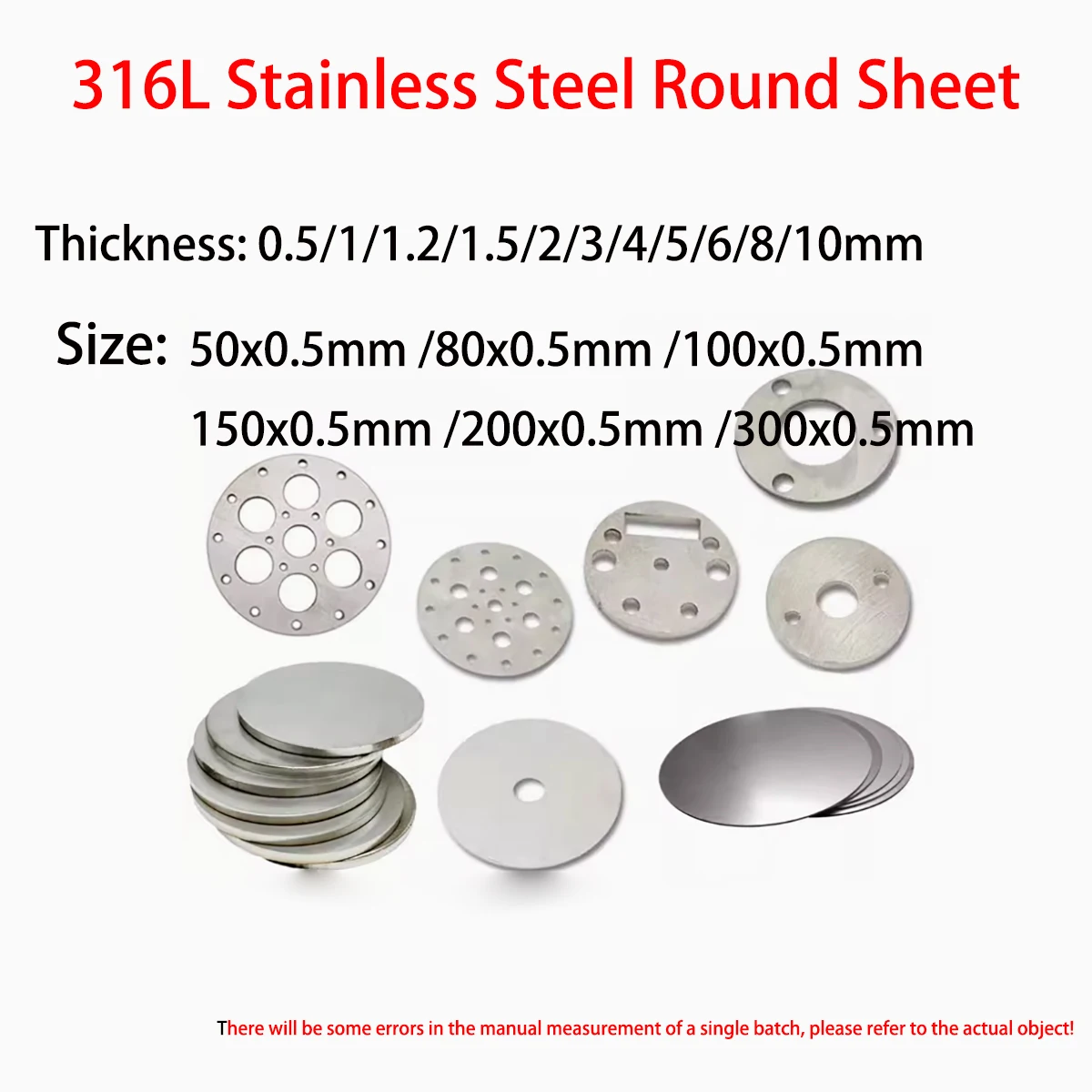 316l Stainless Steel Thickness0.5/1/1.2/1.5/2/3/4/5/6/8/10mm Round Plate Polished Plate Sheet Diameter 50/80/100/150/200/300mm
316l Stainless Steel Thickness0.5/1/1.2/1.5/2/3/4/5/6/8/10mm Round Plate Polished Plate Sheet Diameter 50/80/100/150/200/300mm
