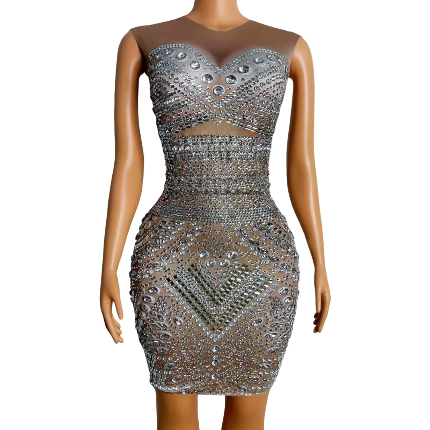 Sexy Stage Sparkly Silver Rhinestones Sleeveless Dress Women Dancer Celebrate Evening Outfit Birthday Prom Dress Buluo
Sexy Stage Sparkly Silver Rhinestones Sleeveless Dress Women Dancer Celebrate Evening Outfit Birthday Prom Dress Buluo