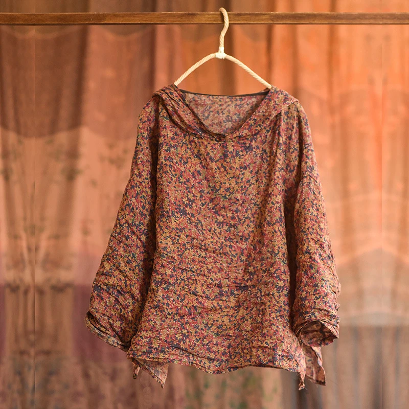 Women Long Sleeve Hooded T-shirts New Arrival 2025 Spring Vintage Style Floral Print Loose Female Casual Linen Tops Tees M1230
Women Long Sleeve Hooded T-shirts New Arrival 2025 Spring Vintage Style Floral Print Loose Female Casual Linen Tops Tees M1230