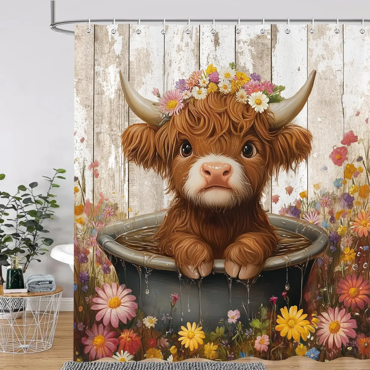 Cute Highland Cow Shower Curtain for Bathroom, Farmhouse Rustic Cow Animal Bathing in Bathtub Shower Curtains Decor Set
Cute Highland Cow Shower Curtain for Bathroom, Farmhouse Rustic Cow Animal Bathing in Bathtub Shower Curtains Decor Set