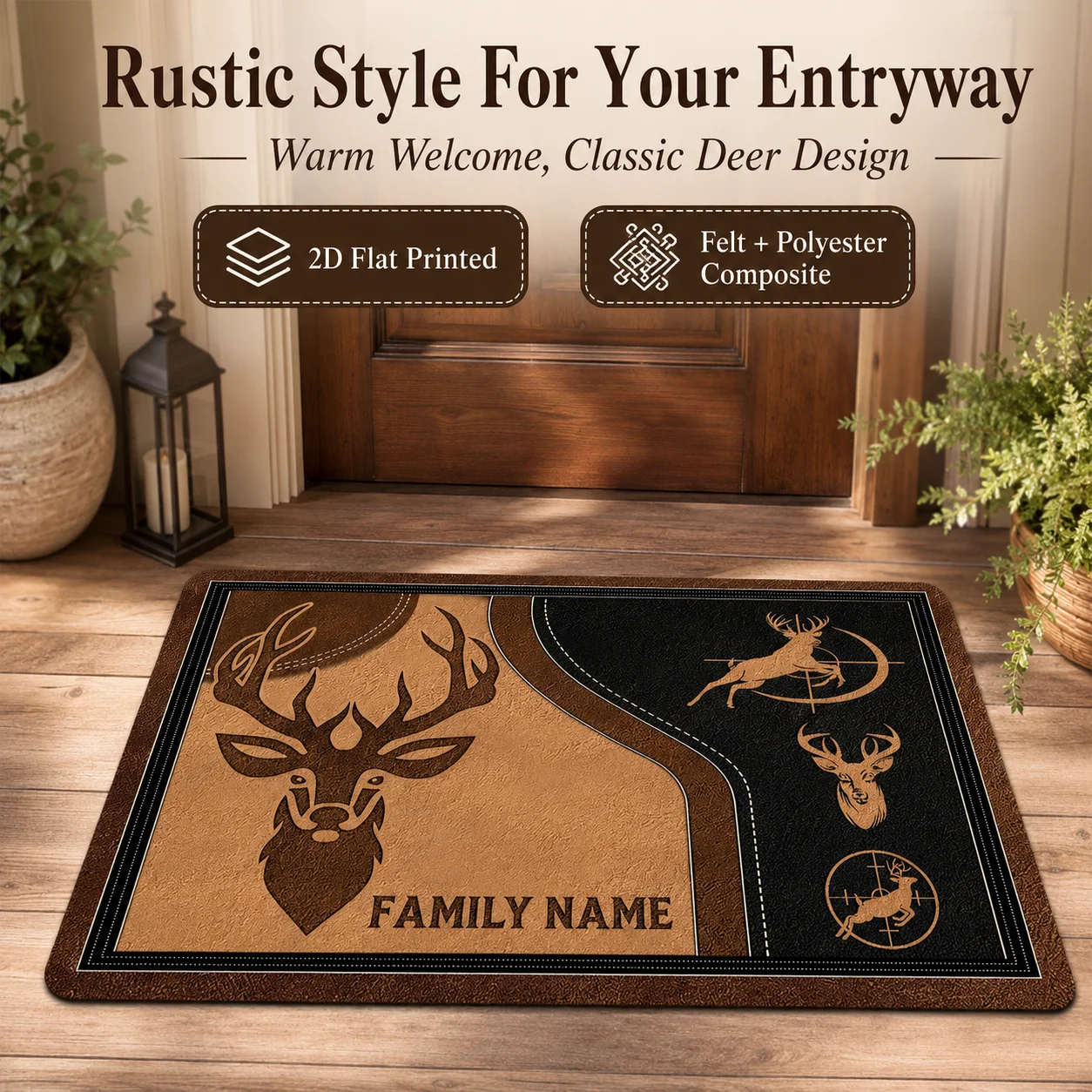 Rustic Deer Hunting Welcome Mat 2D Flat Printed Felt Doormat Vintage Cabin Entrance Floor Rug Indoor Porch Decor
Rustic Deer Hunting Welcome Mat 2D Flat Printed Felt Doormat Vintage Cabin Entrance Floor Rug Indoor Porch Decor