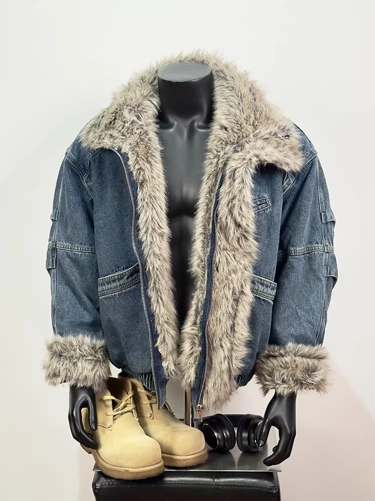 Retro American Sle Thiened Cotton Jaet with Fur Collar ort Denim Mountain Eagle Men's Winter Warm Zipper Coat
Retro American Sle Thiened Cotton Jaet with Fur Collar ort Denim Mountain Eagle Men's Winter Warm Zipper Coat