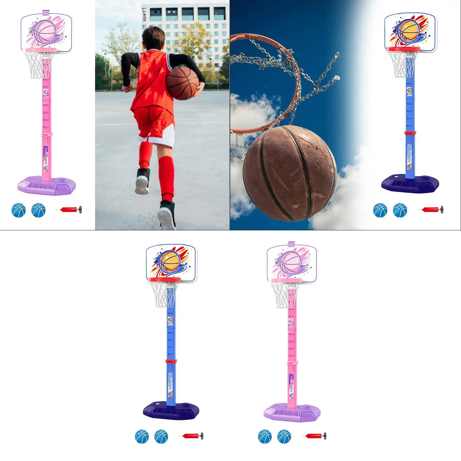 Kids Basketball Hoop with Air Pump Adjustable Height Competition Interaction Game Toys with Balls for Sports Outdoor Playing
Kids Basketball Hoop with Air Pump Adjustable Height Competition Interaction Game Toys with Balls for Sports Outdoor Playing
