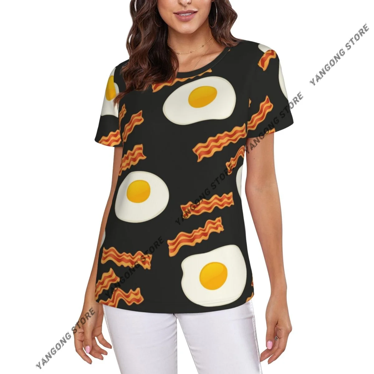 Women's T-shirt Bacon And Eggs Tshirt Women Casual O-Neck Short Sleeve Tops Tees Clothing
Women's T-shirt Bacon And Eggs Tshirt Women Casual O-Neck Short Sleeve Tops Tees Clothing