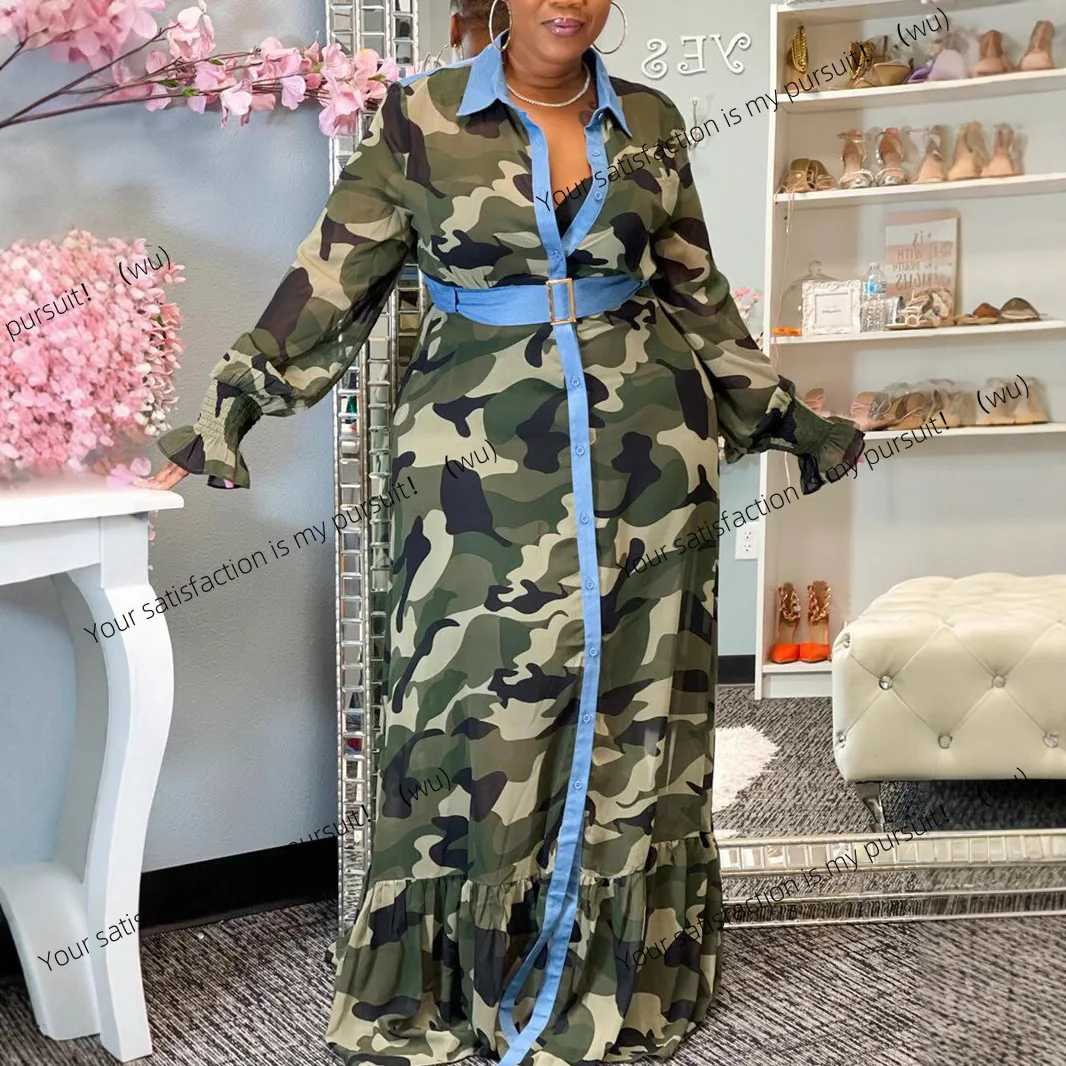 ZOCI-PP079 Женское камуфляжное платье большого размера, свободная и тонкая длинная юбка, джинсовая подкладка 
ZOCI-PP079 Женское камуфляжное платье большого размера, свободная и тонкая длинная юбка, джинсовая подкладка