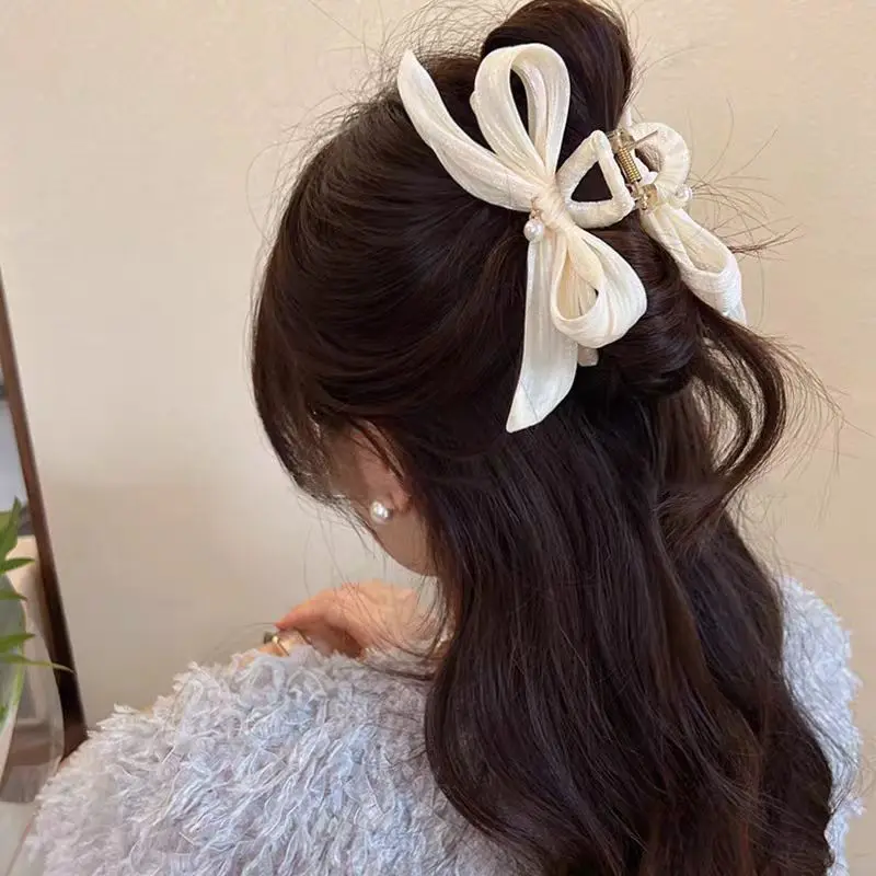 Korean Girls Bow Hair Crab Clips for Women Elegant Hair Bows Claws Ponytail Lady Hair Accessories Pearl Headdress
Korean Girls Bow Hair Crab Clips for Women Elegant Hair Bows Claws Ponytail Lady Hair Accessories Pearl Headdress