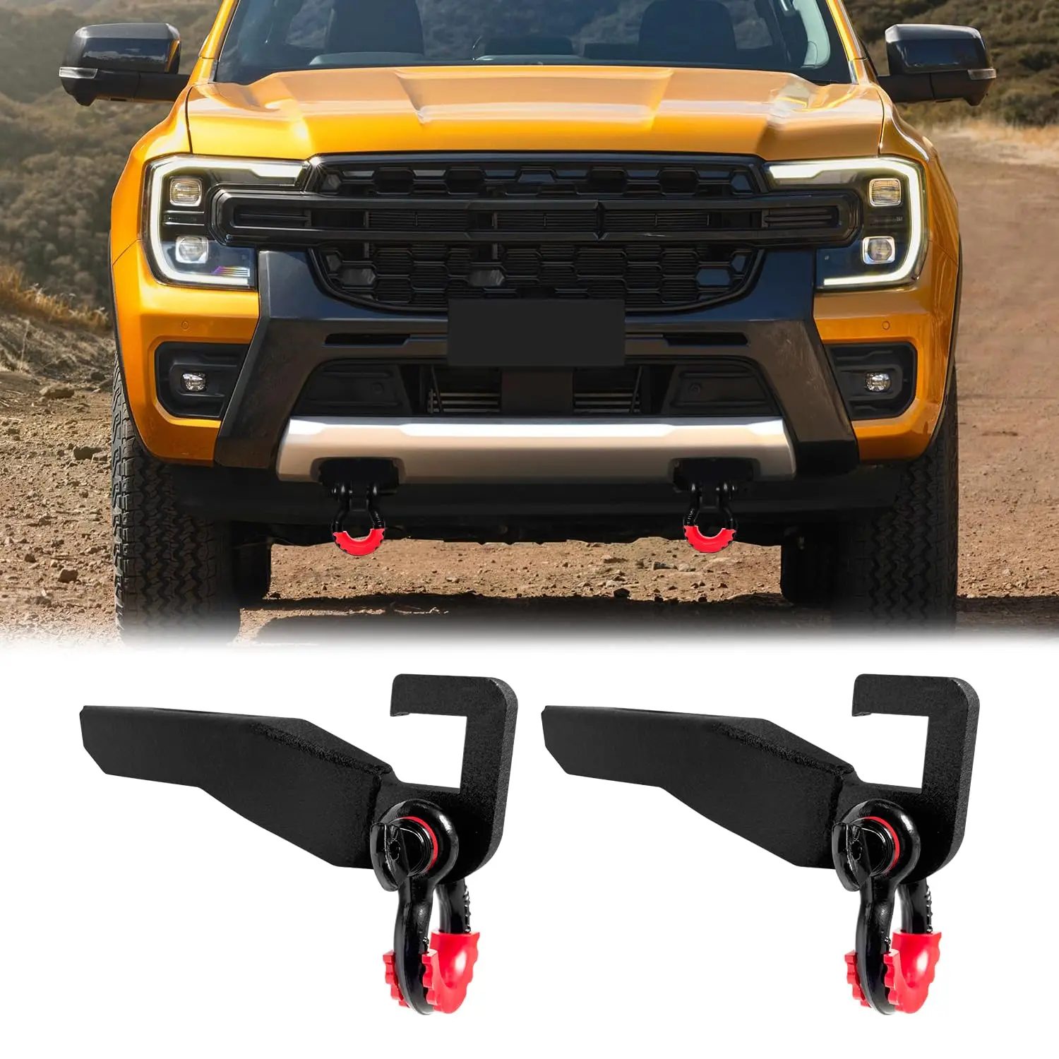 Front Tow Hook Mount Bracket With D-Rings For 2019-2024 Ford Ranger
Front Tow Hook Mount Bracket With D-Rings For 2019-2024 Ford Ranger