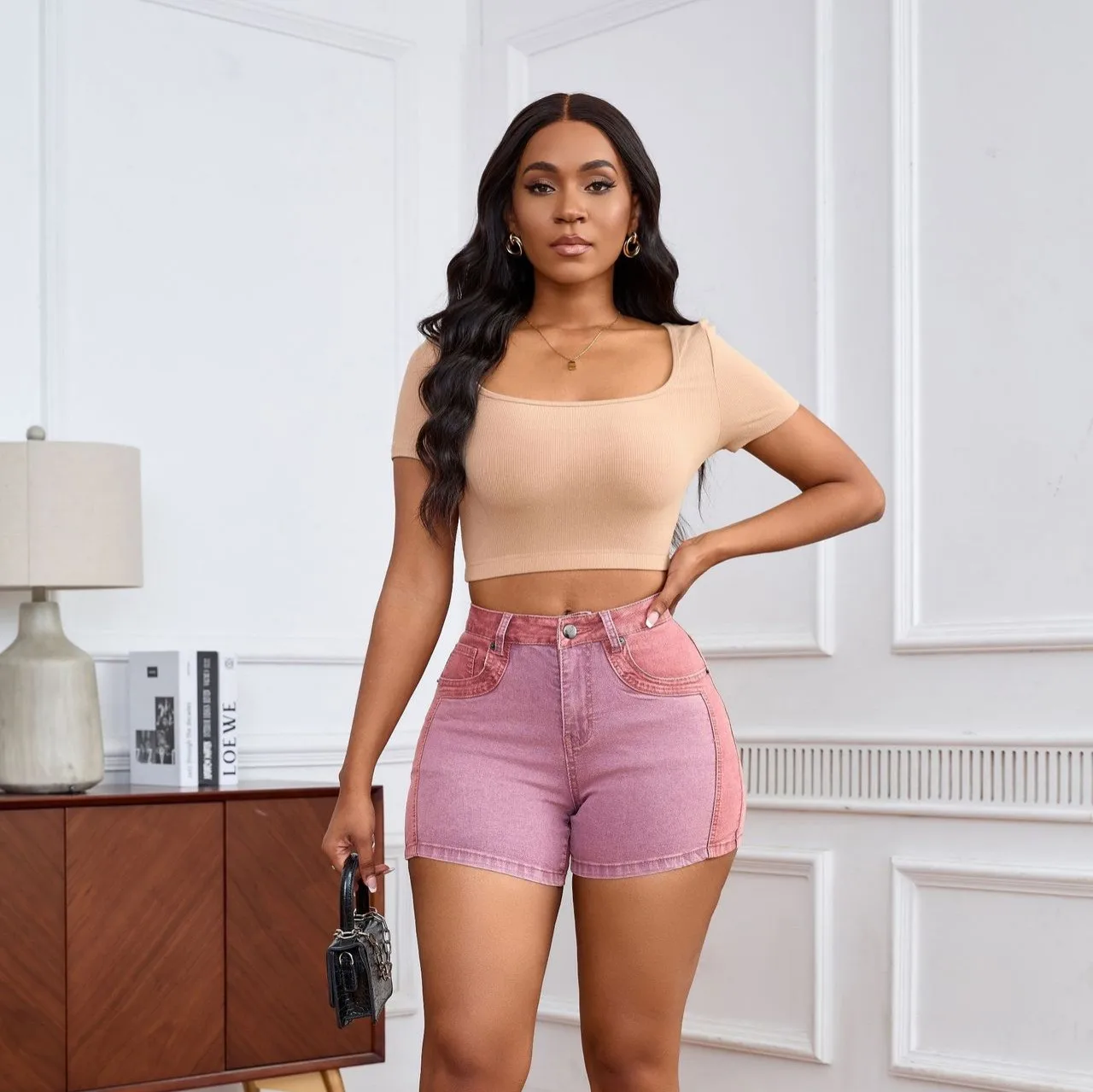 Casual Women's Shorts Mini High Waist Denim Shorts Washed Pink Jean Shorts Mid Waist Front Pocket Cotton Shorts Olive Green
Casual Women's Shorts Mini High Waist Denim Shorts Washed Pink Jean Shorts Mid Waist Front Pocket Cotton Shorts Olive Green