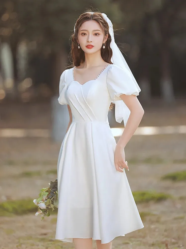 Women's Spring/Summer New Solid Color Beaded Square Collar Short-sleeved Mid-length A-line Skirt Temperament Female Clothing 351
Women's Spring/Summer New Solid Color Beaded Square Collar Short-sleeved Mid-length A-line Skirt Temperament Female Clothing 351