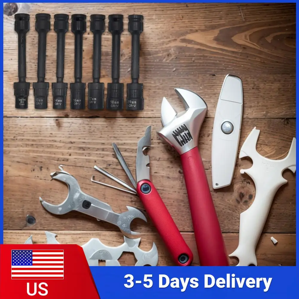 7pcs 1/2in Drive Socket Extensions 12mm/13mm/14mm/16mm/17mm/18mm/19mm Impact Extension Bar Sets Hardened Chrome Vanadium Steel
7pcs 1/2in Drive Socket Extensions 12mm/13mm/14mm/16mm/17mm/18mm/19mm Impact Extension Bar Sets Hardened Chrome Vanadium Steel