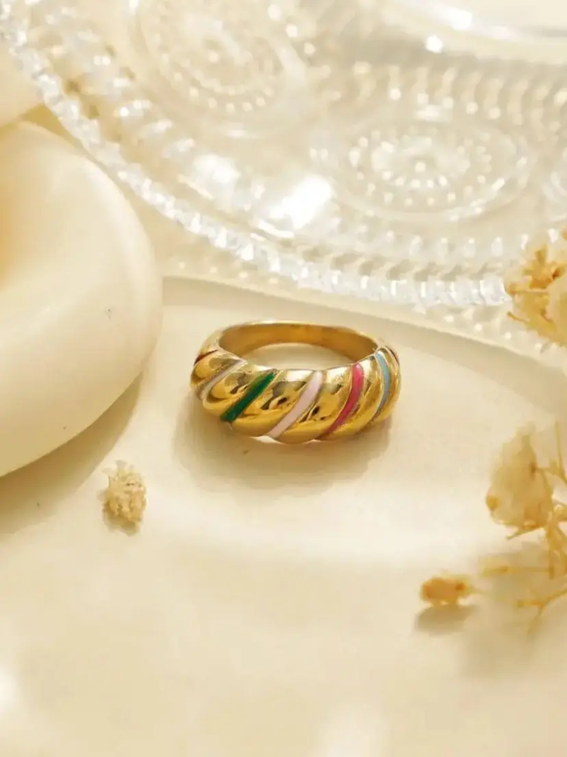 18k gold stainless steel oblique thread multi-color oil drop French ring female simple fashion jewelry exquisite birthday gift
18k gold stainless steel oblique thread multi-color oil drop French ring female simple fashion jewelry exquisite birthday gift